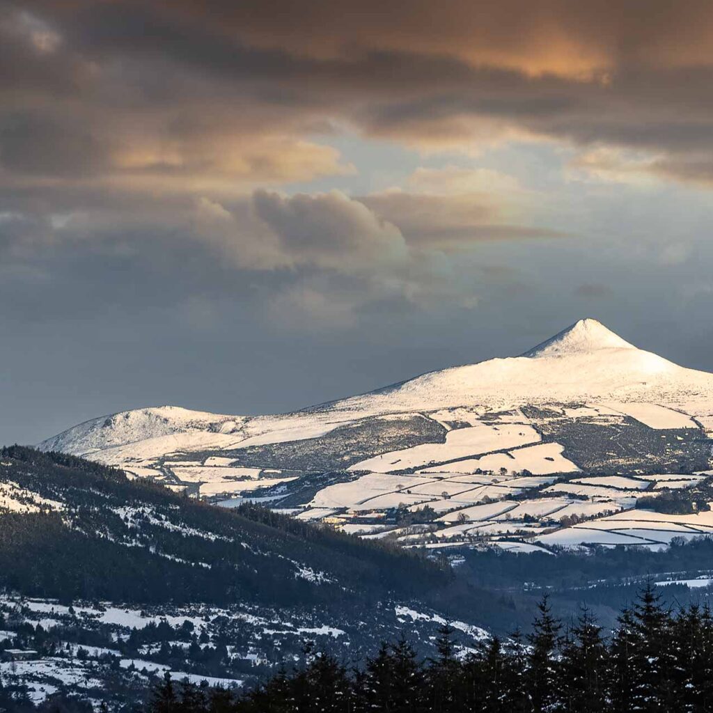 Great Sugar Loaf in winter Wicklow Mountains.