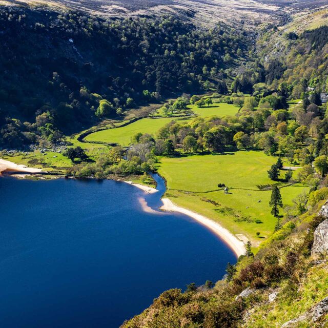 Lake Lough Tay in the Wicklow Mountains.