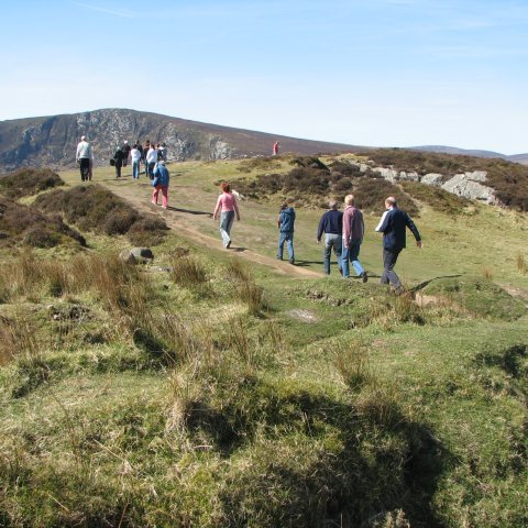 People walking on a mountain