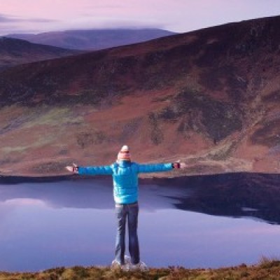 man in front of lough-tay